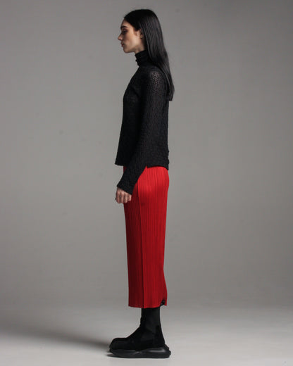 Red Basic Straight Skirt