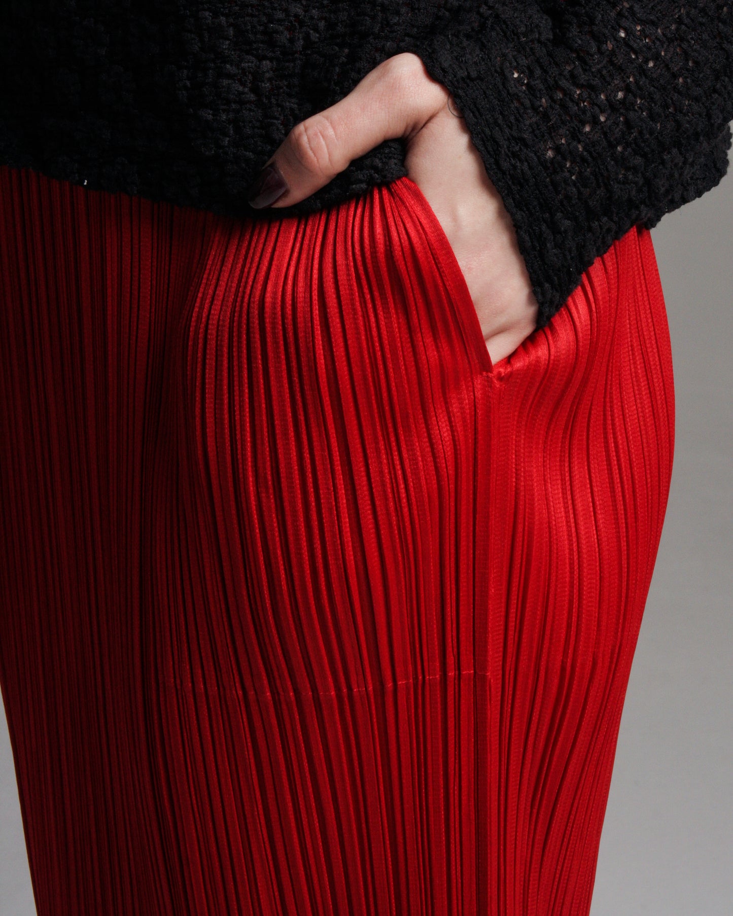 Red Basic Straight Skirt