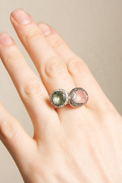 Beril Green Rutilated Quartz Ring
