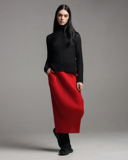 Red Basic Straight Skirt