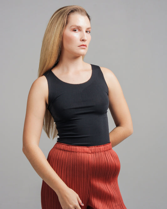 Black Basic Fitted Tank Top