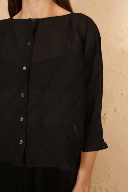 Ornament Crepe Cardigan Black