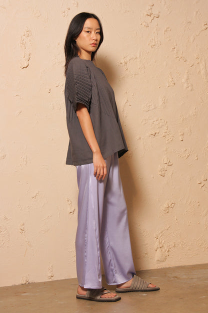 Boxy Cotton Linen Top Slate