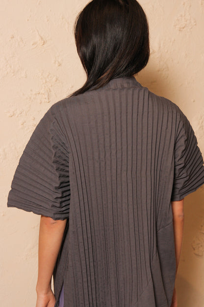 Boxy Cotton Linen Top Slate