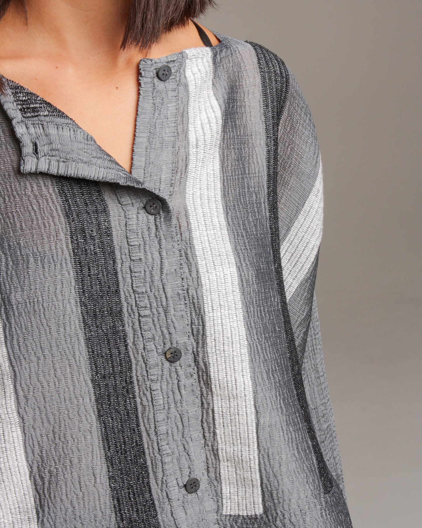 Grey Double Stripe Crepe Shirt