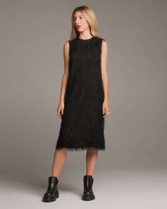 Duka Black Fringed Dress