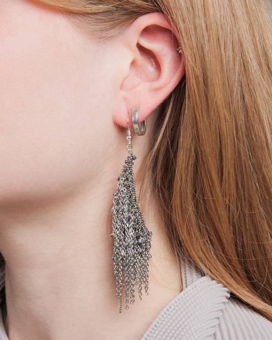 Knitted Chain Vintage Bead Earrings