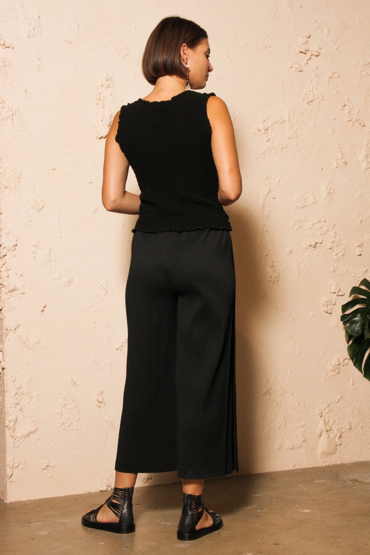 Soft Pleated Wide Trouser Black