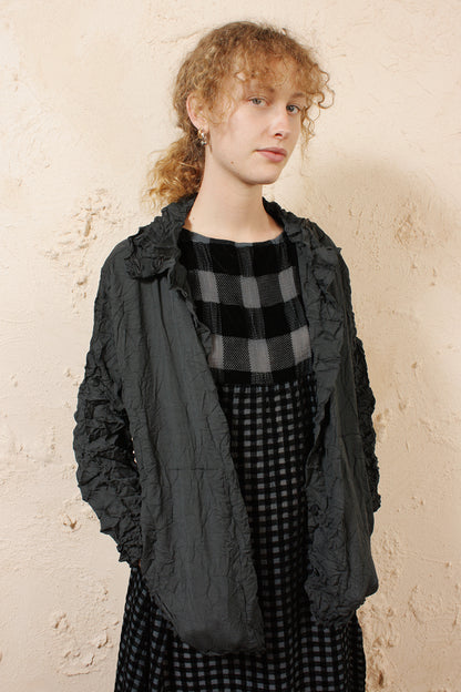 Crinkled Cardigan Black