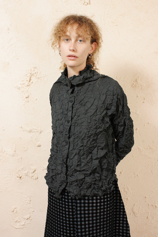 Crinkled Cardigan Black