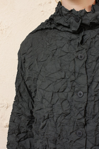 Crinkled Cardigan Black