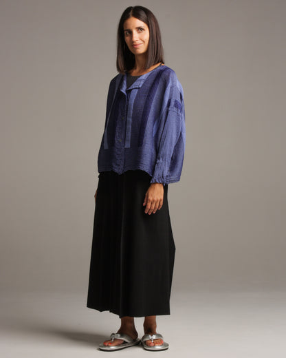 Blue Double Stripe Crepe Shirt