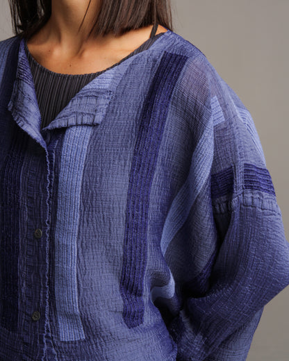 Blue Double Stripe Crepe Shirt