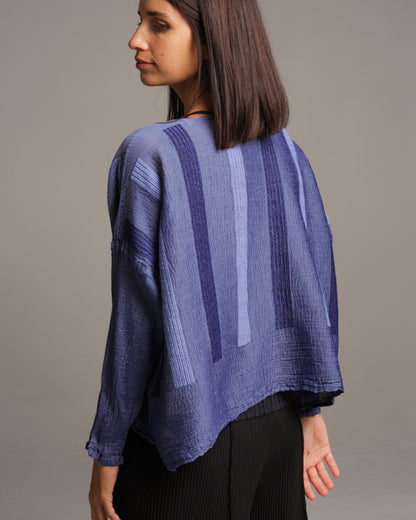 Blue Double Stripe Crepe Shirt