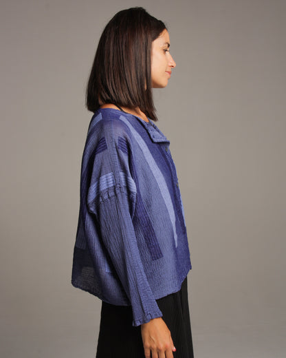 Blue Double Stripe Crepe Shirt