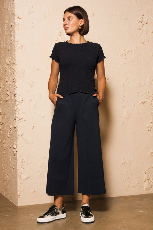 Soft Pleated Wide Trouser Navy