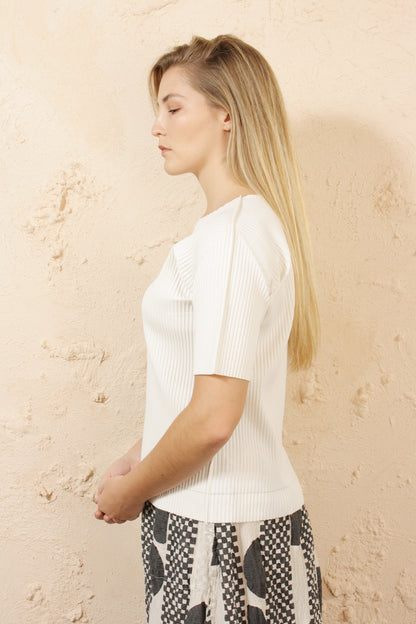 Soft Pleated White Tee