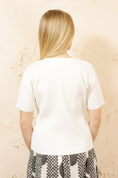 Soft Pleated White Tee