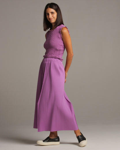 Purple Wide Leg Kite Pleat Pants