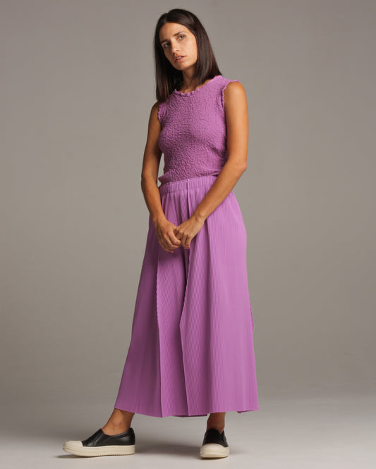 Purple Wide Leg Kite Pleat Pants