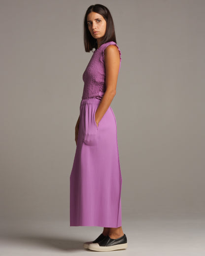 Purple Wide Leg Kite Pleat Pants