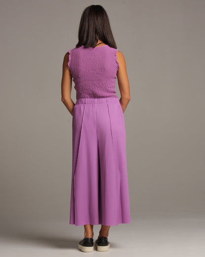 Purple Wide Leg Kite Pleat Pants