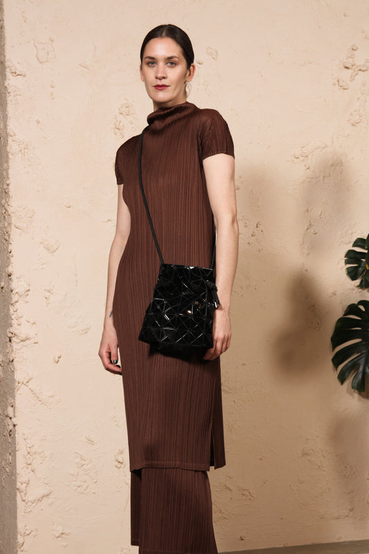 High Neck Dress Brown