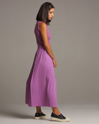 Purple Wide Leg Kite Pleat Pants