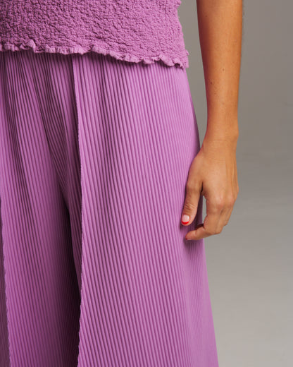 Purple Wide Leg Kite Pleat Pants