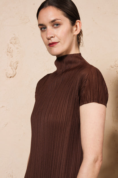 High Neck Dress Brown