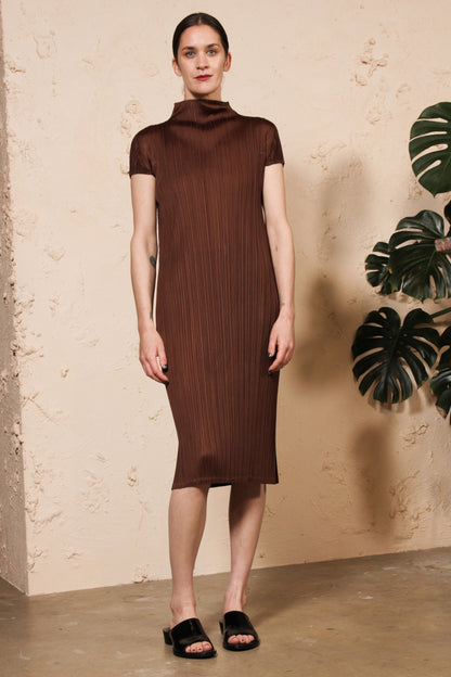 High Neck Dress Brown