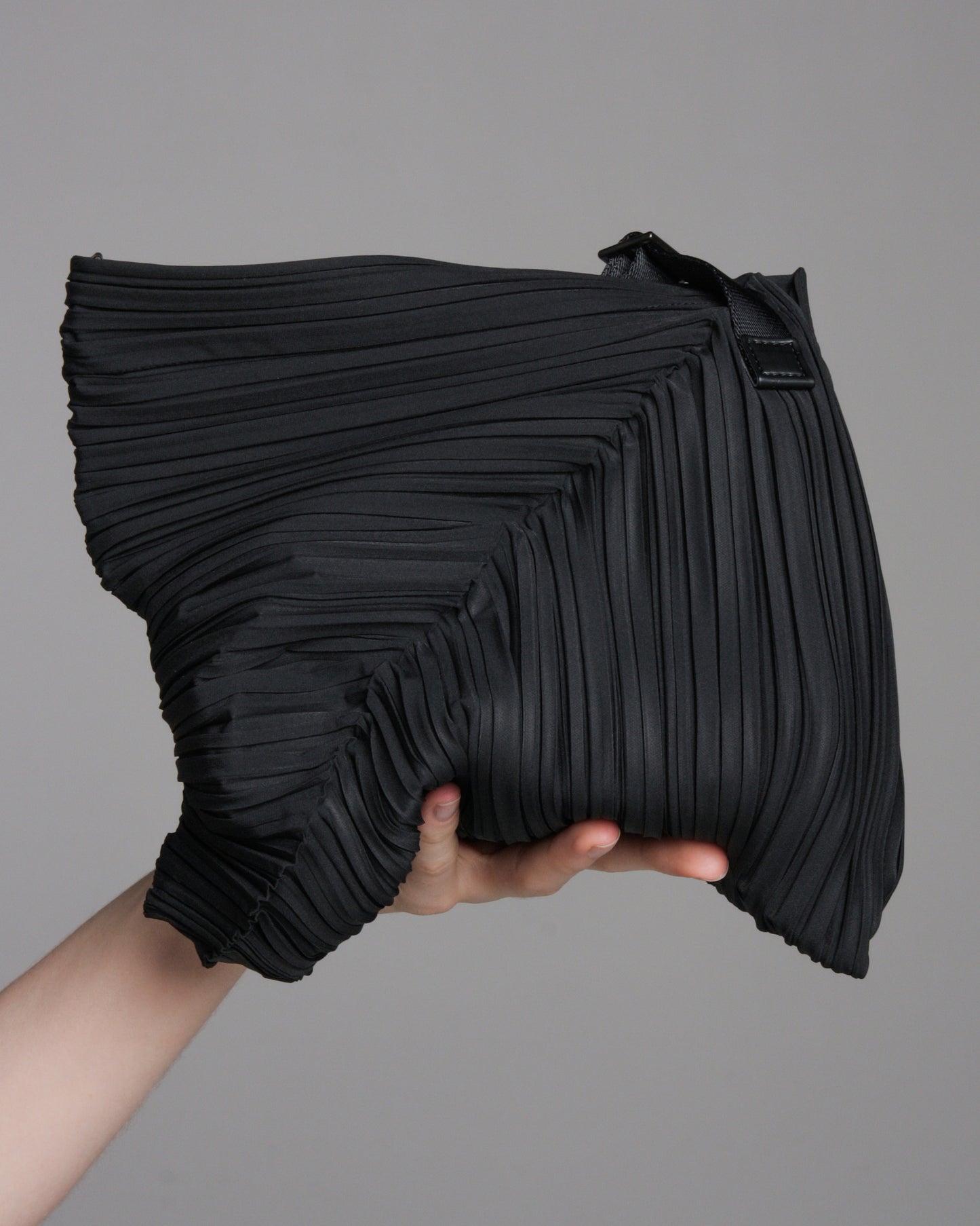 Black Diagonal Pleats Bag