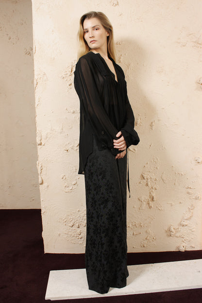 Sheer Pleated Blouse