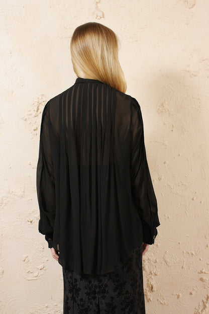 Sheer Pleated Blouse