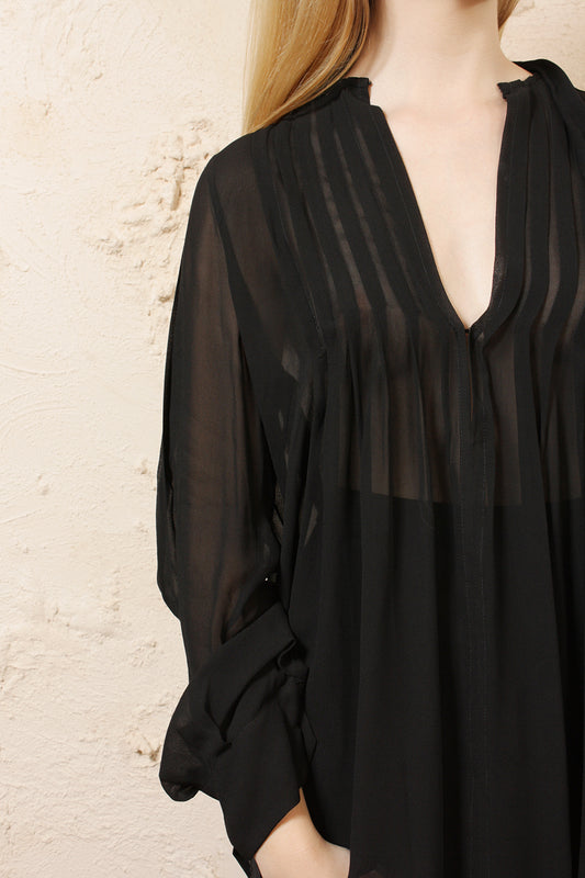 Sheer Pleated Blouse
