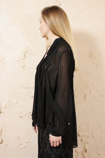 Sheer Pleated Blouse