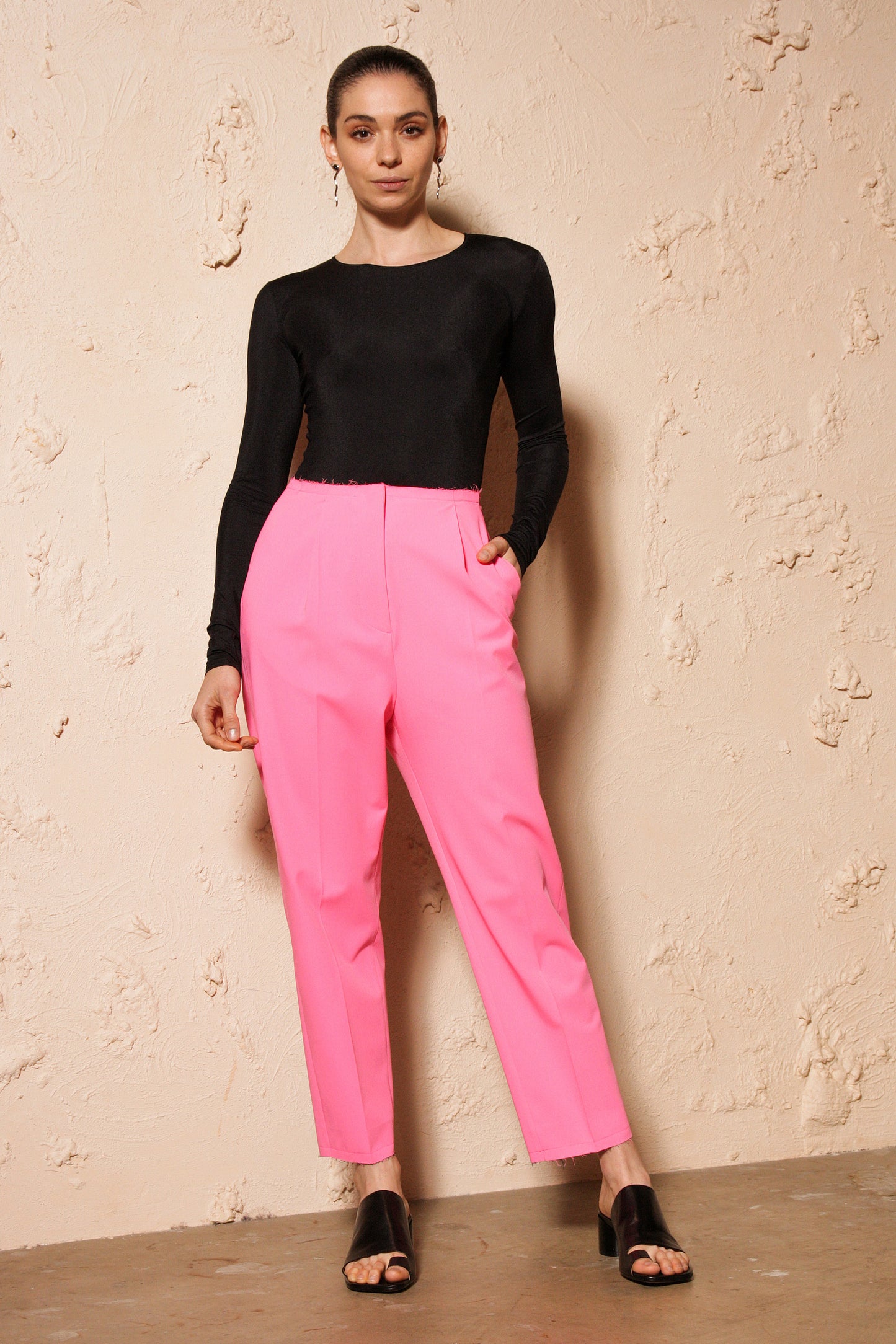 Pink Relaxed Straight Trousers