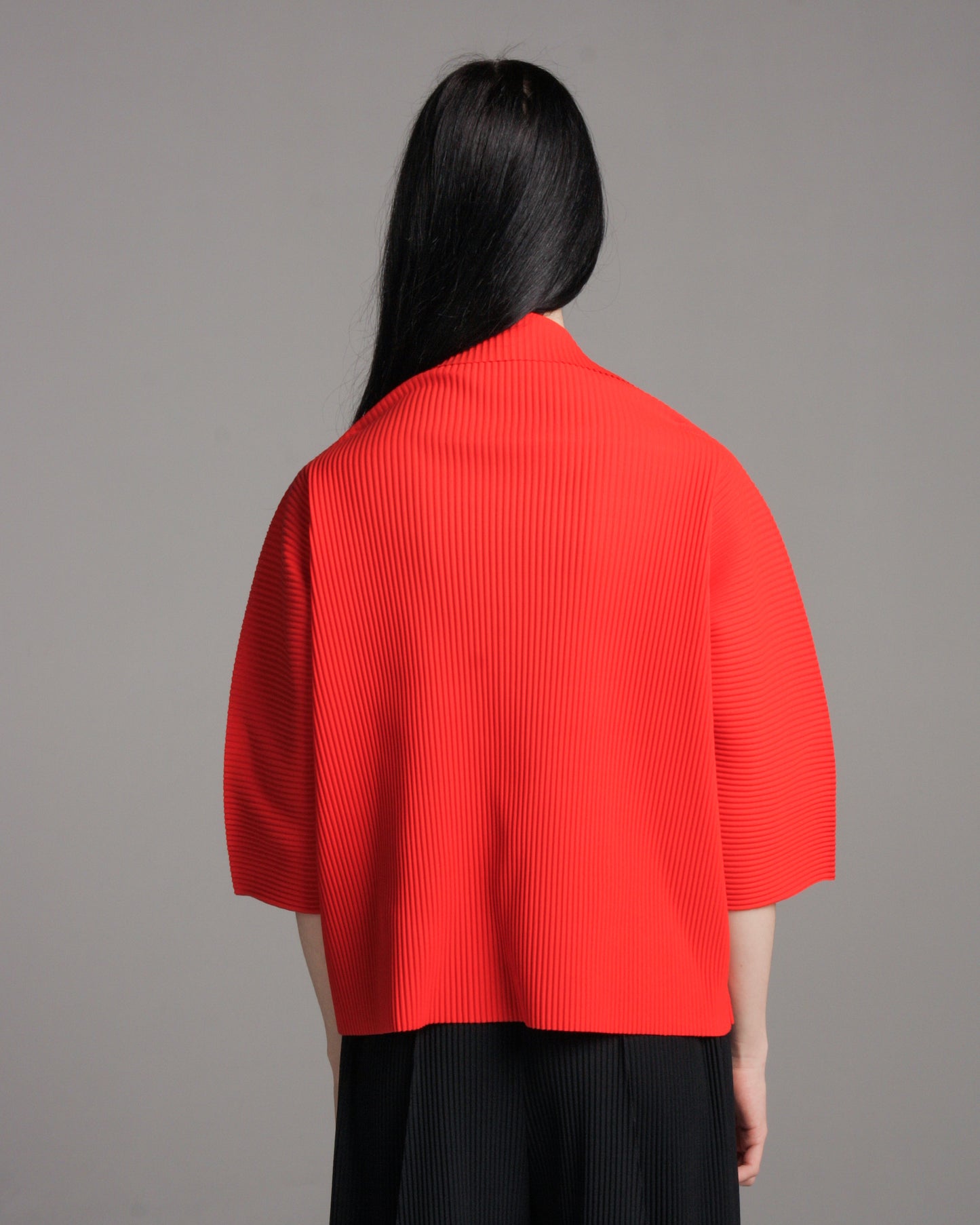 Red Square Pleats Top