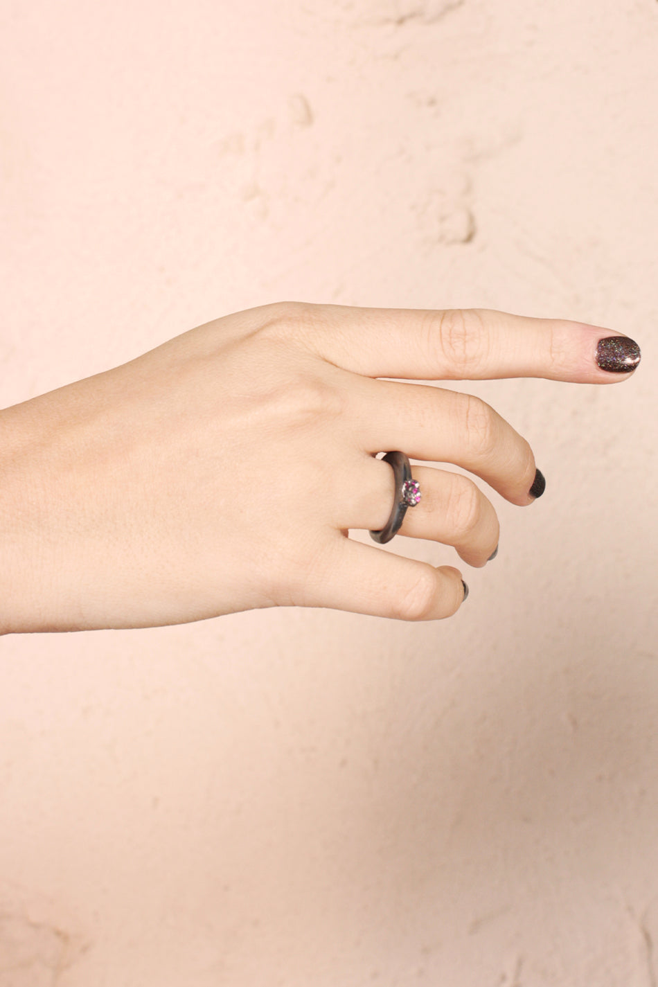 Woina Icy Grey Diamond & Rubies Ring