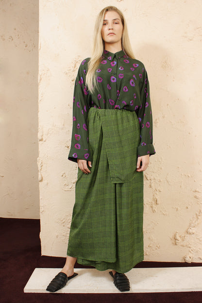 SAJKA CHECK SKIRT GREEN