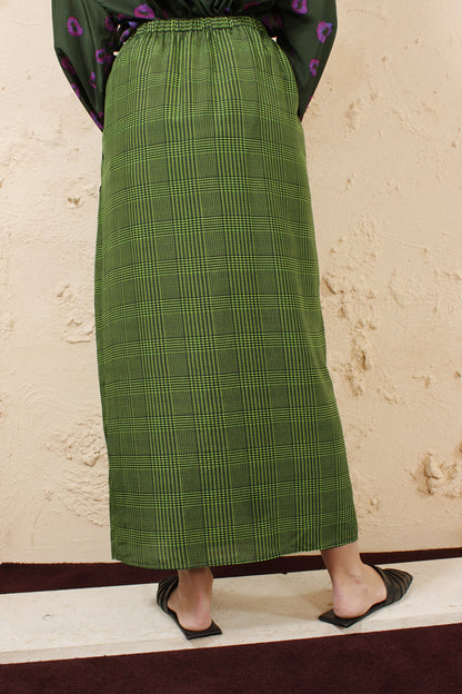SAJKA CHECK SKIRT GREEN