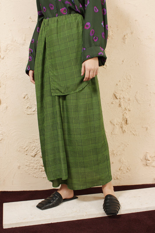 SAJKA CHECK SKIRT GREEN
