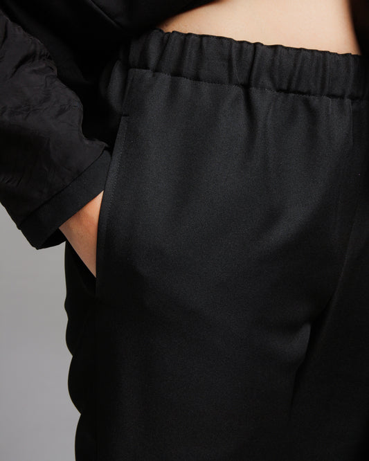 Black Cropped Tapered Trousers