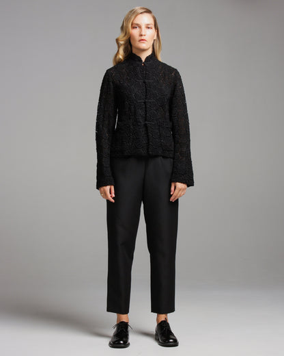 Black Cropped Tapered Trousers