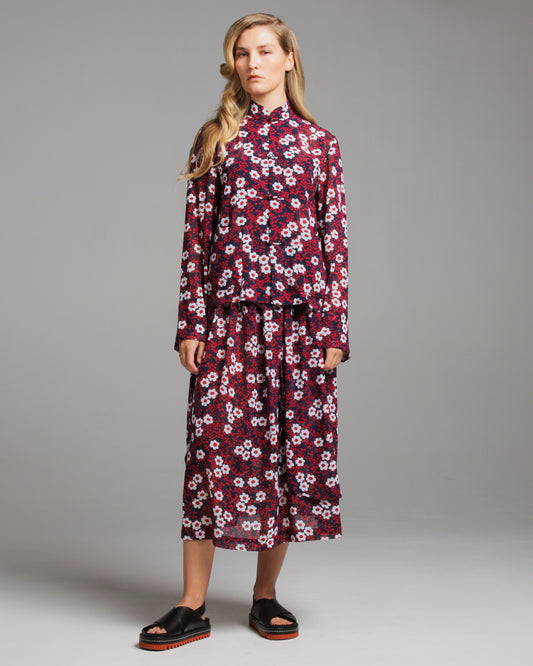 Red Floral Print Blouse