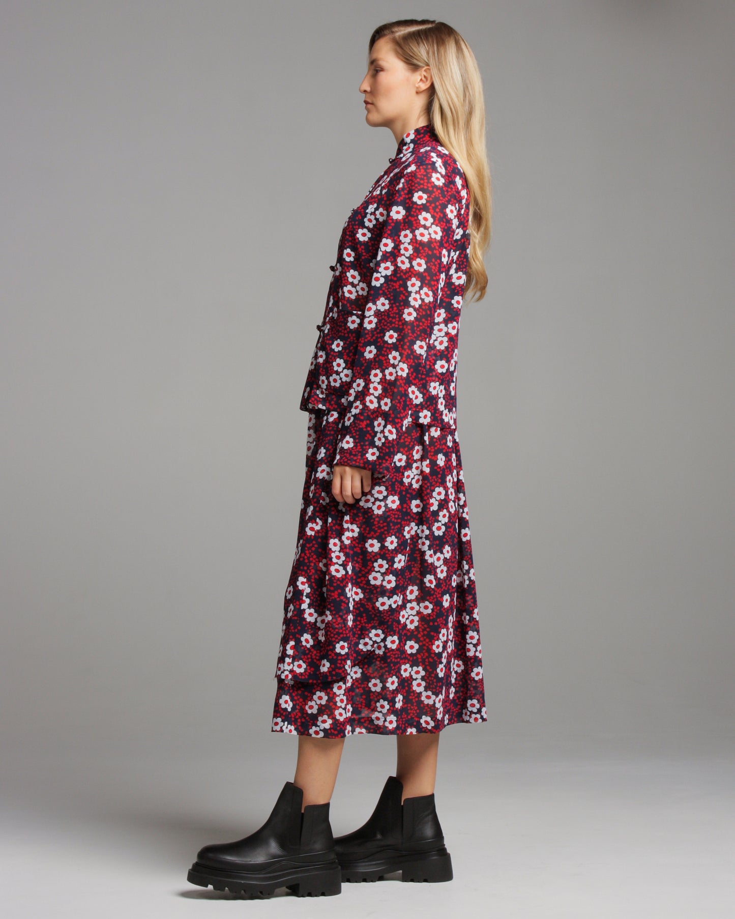 Red Floral Print Skirt