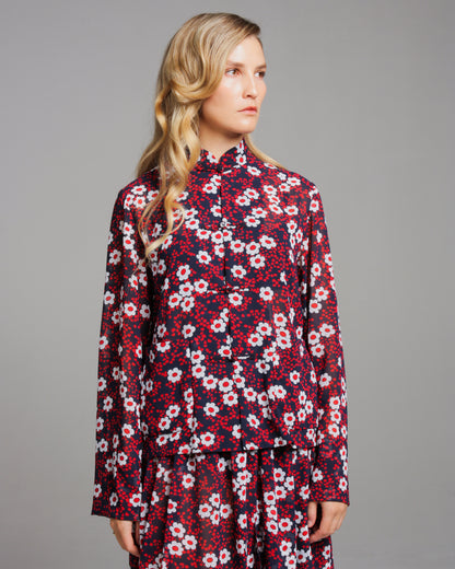 Red Floral Print Blouse