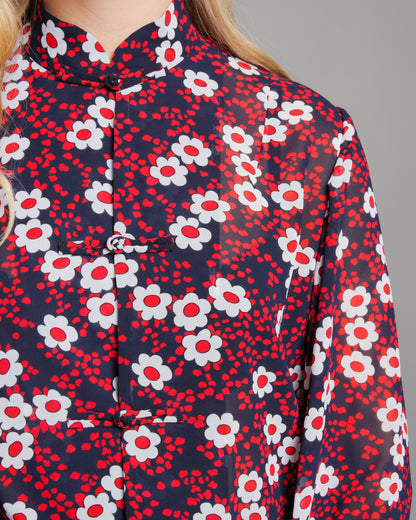Red Floral Print Blouse