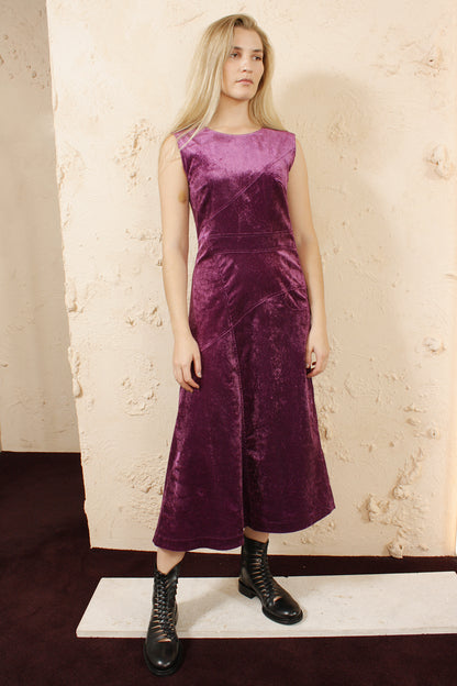 DOZRA VIOLET VELVET CORD DRESS