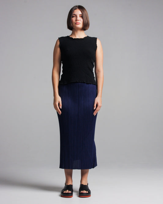 Navy Pleated Skirt